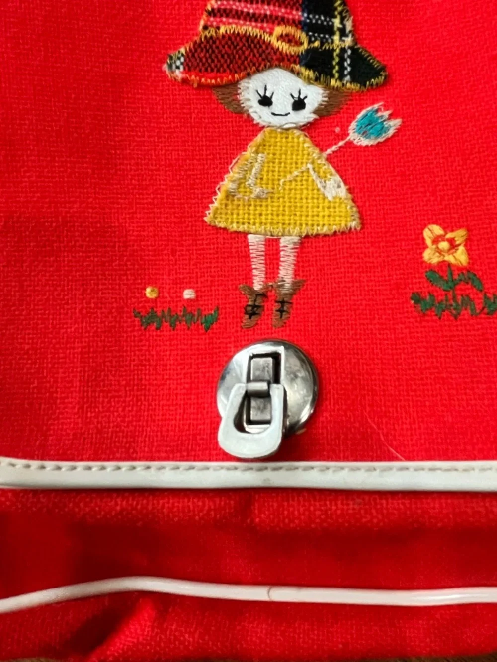 Embroidered children’s canvas backpack kawaii folk style vintage